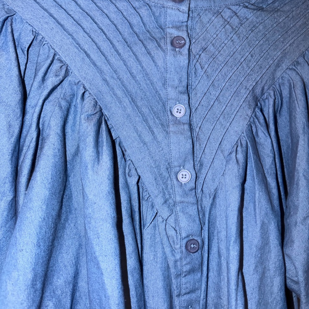 Women's Blue Button-Up Blouse